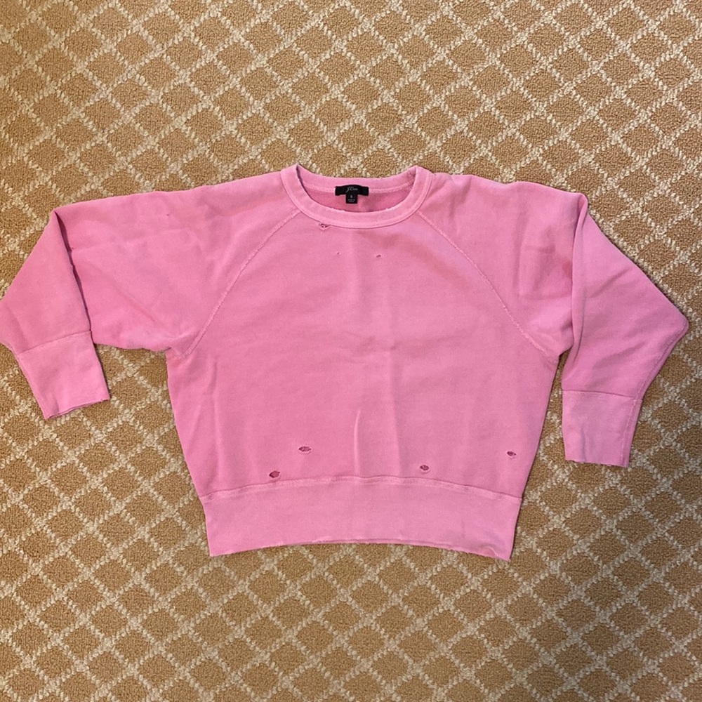 Pink Distressed J.Crew Sweatshirt